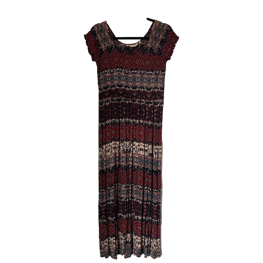 Soft Surroundings Marcelo Smocked Maxi Dress Size M Multicolor Bohemian Peasant